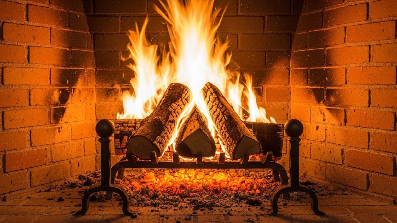 🔥 Relaxing fireplace with burning logs and crackling fire sounds for stress relief