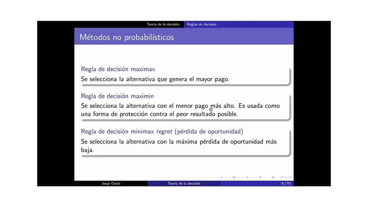 Introducción a teoría de la decisión: reglas determinísticas