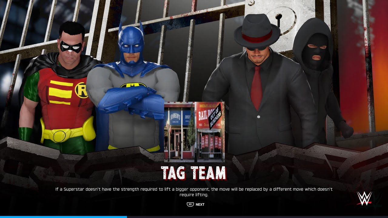 WWE 2K25 Batman and Robin vs Gangsters