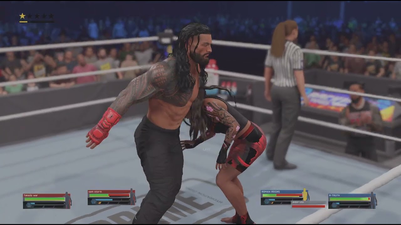 Takedo war and sam storm vs. roman reigns and R-Truth