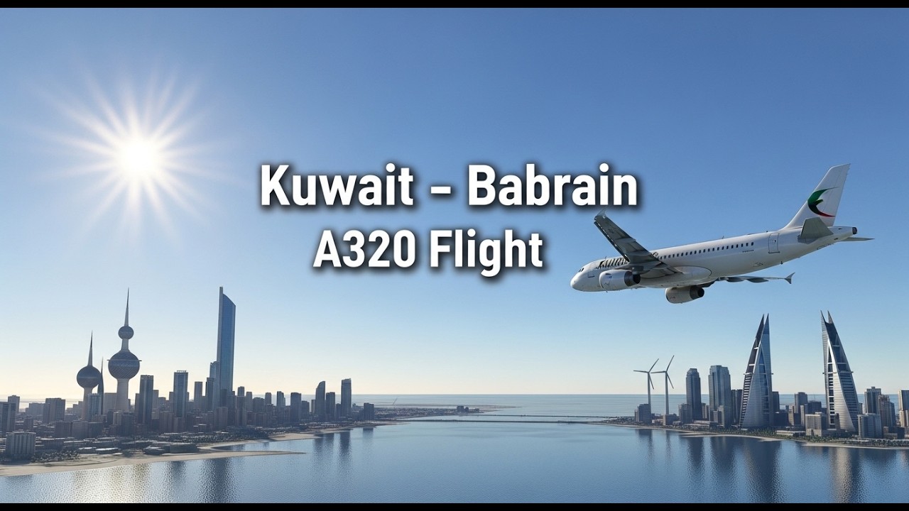 Kuwait → Bahrain in A320 | Quick Flight | MSFS