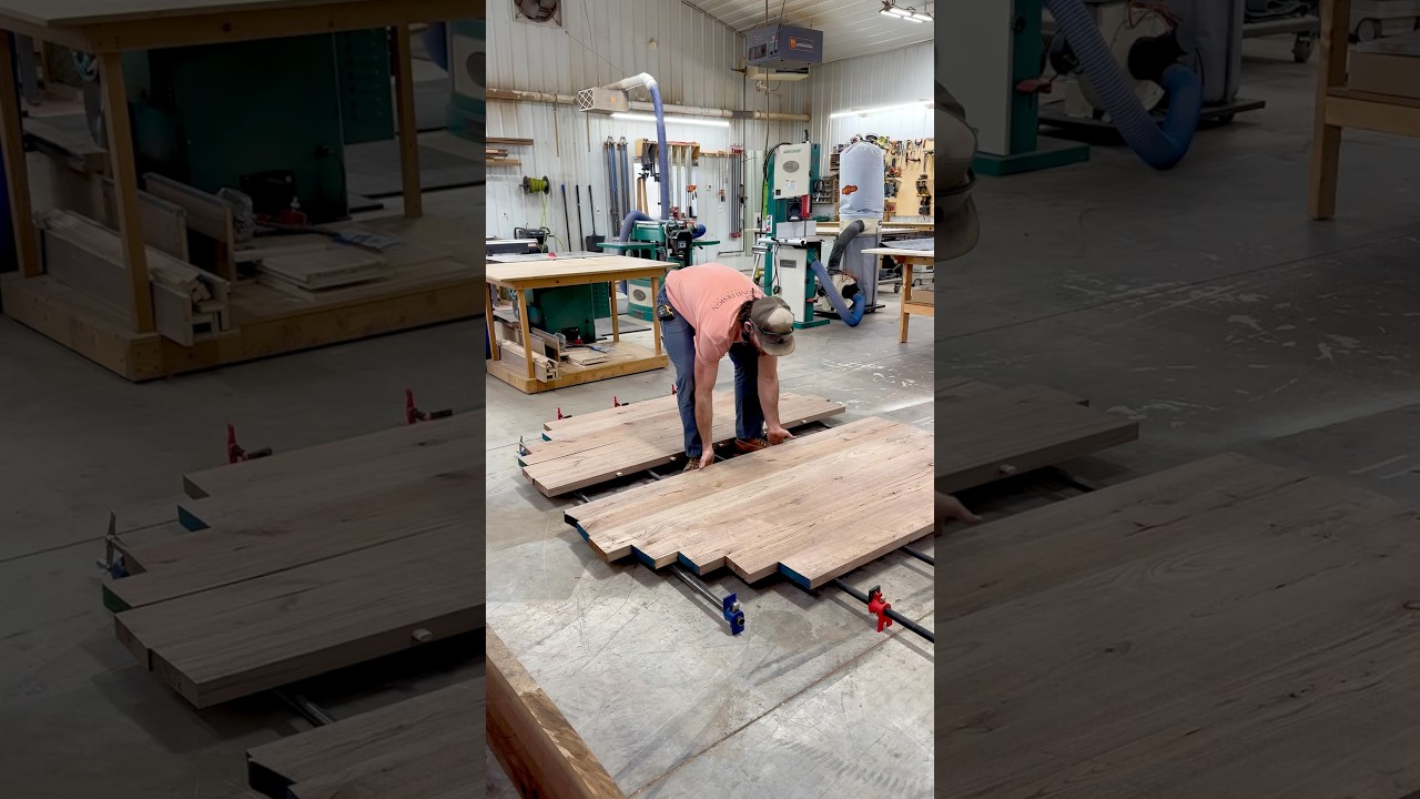 The beginning of a round dining table top #asmr #woodworking #columbusohio #builtbyhand #diningtable