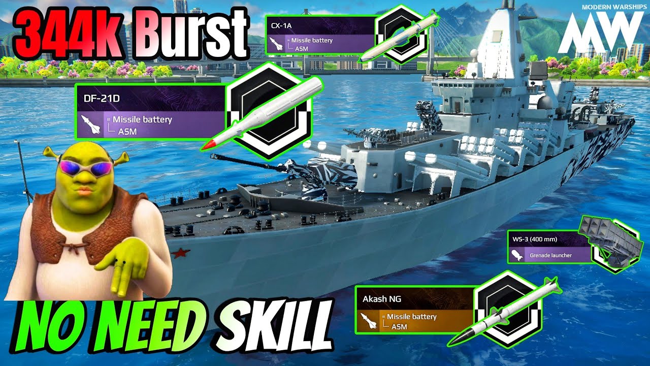 No Need Skill 🔥 Just Missile Bait & Spam 😅 - Modern Warships 