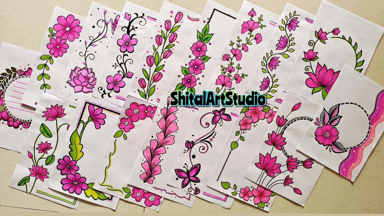 50 Pink💗 Project Designs/Border Design/Project Work Designs/Khata decoration/Index Design/Art Studio