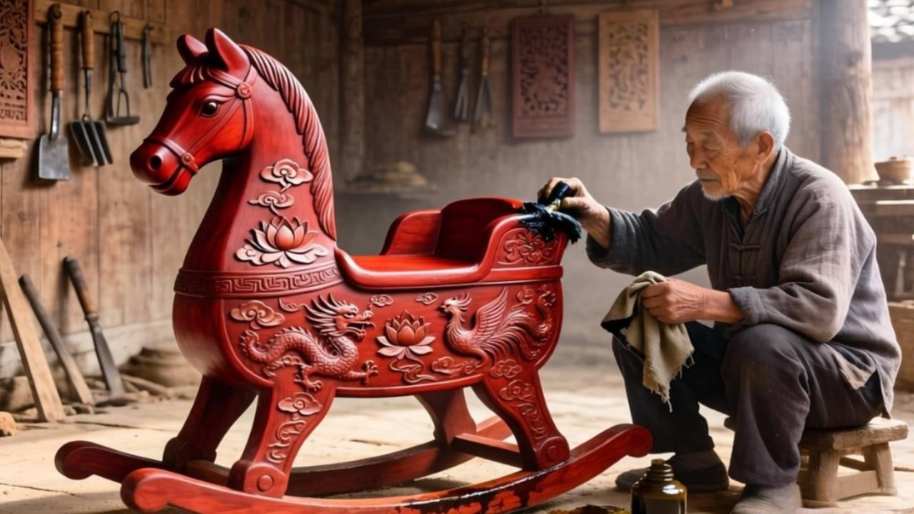 Chinese Master Carpenter Made A Toy Car Out Of Wooden Stakes For Grandson#carpenter#toy#carpentry