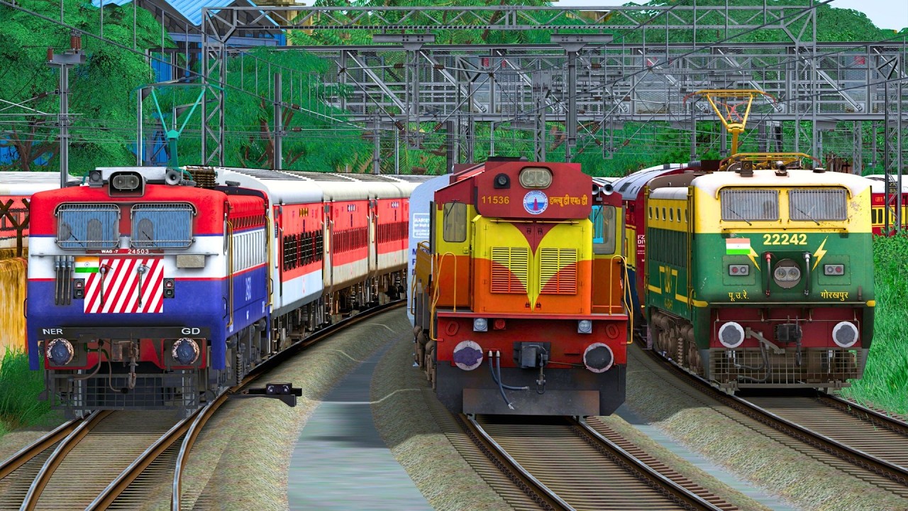TRAINS HEAVY TRAFFIC IN RAILWAY STATION | BUMPY RAILROAD | Train Simulator | Railworks | NTG GAMING