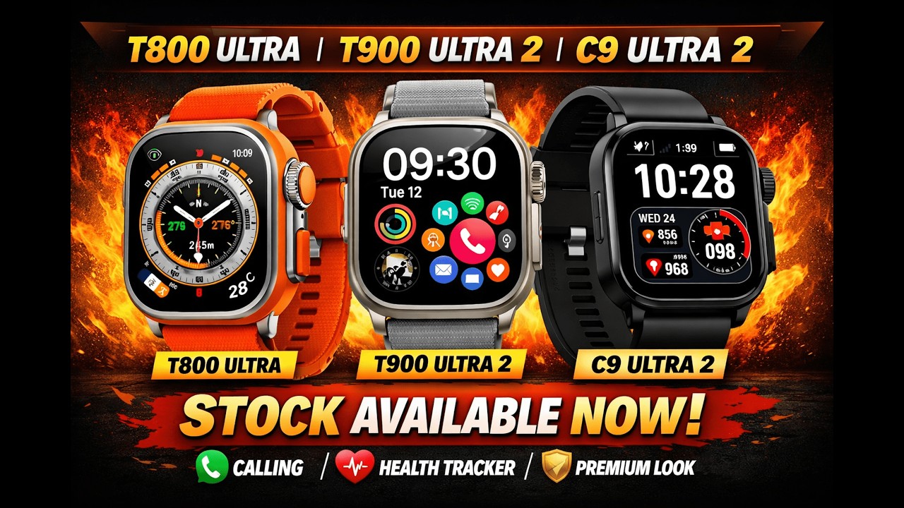 t800 ultra smart l t900 ultra 2 smart watch l c9 ultra 2 smart watch stock available #videos #watch
