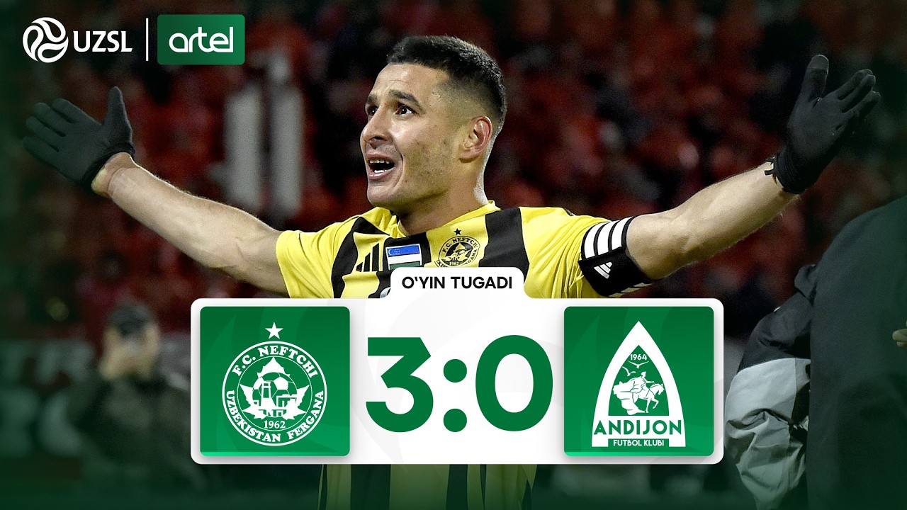 Superliga 3-tur. Neftchi - Andijon bahsida kiritilgan gollar va xavfli vaziyatlar (Highlights)