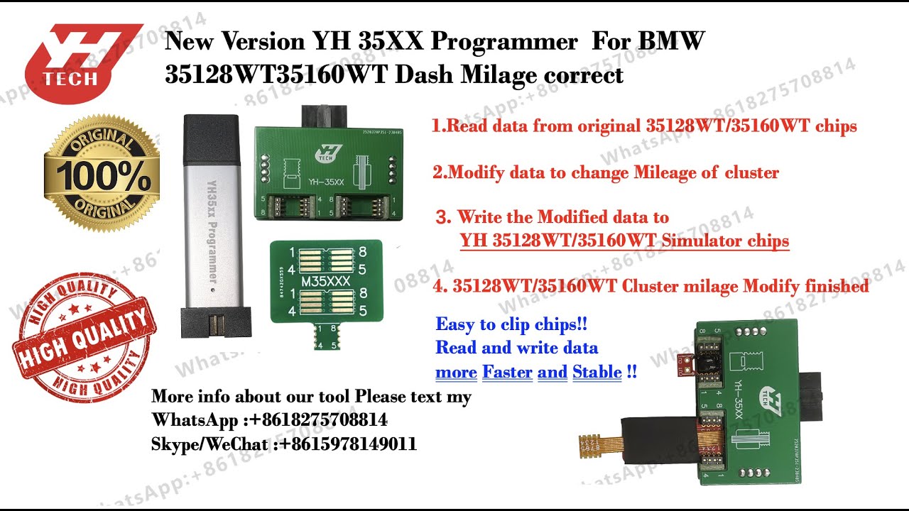 How to use YanHua  35XX  programmer and Emulator to correct BMW 35128WT or 35160WT odometer mileage