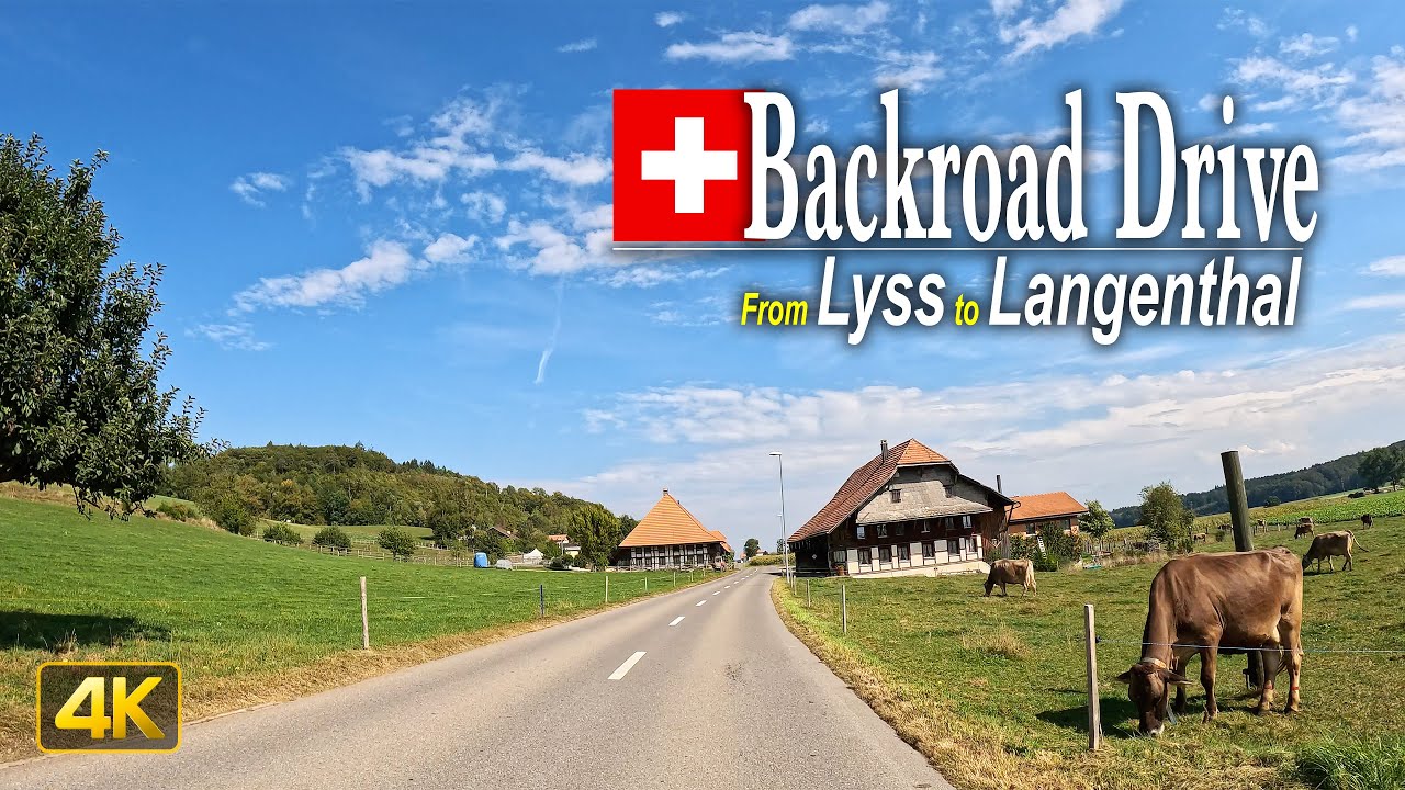 Scenic backroad drive from Lyss to Langenthal in Switzerland 🇨🇭