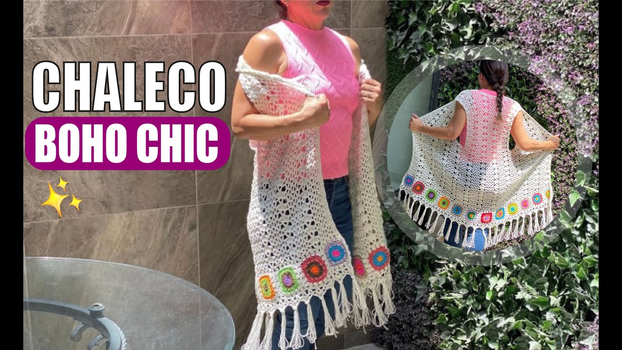 🌼🌺Cómo tejer UN CHALECO LARGO BOHO CHIC EN CROCHET | Muy Fácil y Rápido | Yo Tejo con Laura Cepeda🌼🌺