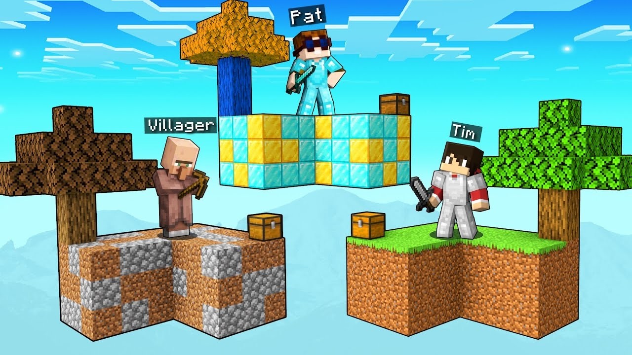 POOR vs. RICH SKYBLOCK ISLAND FIGHT in Minecraft!