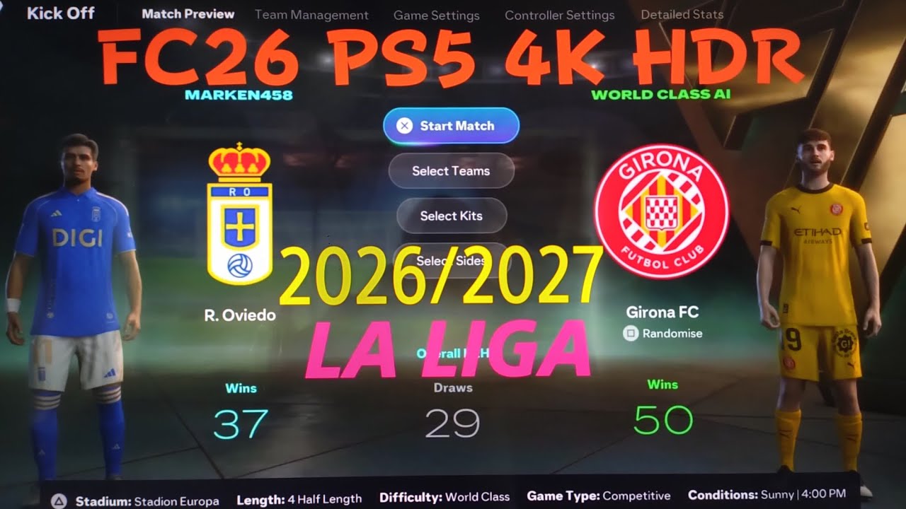 EA SPORTS FC 26* Real Oviedo vs Girona "LA LIGA" PS5 4K HDR Gameplay
