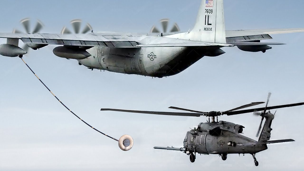 Super Skilled US Helicopter Pilot Performs Dangerous Mid-Air Refueling