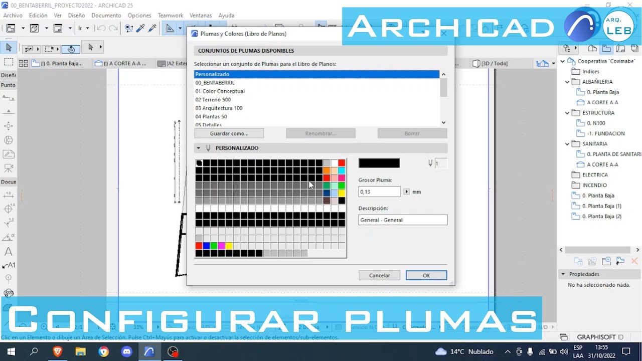 Configuración de Plumas - Archicad