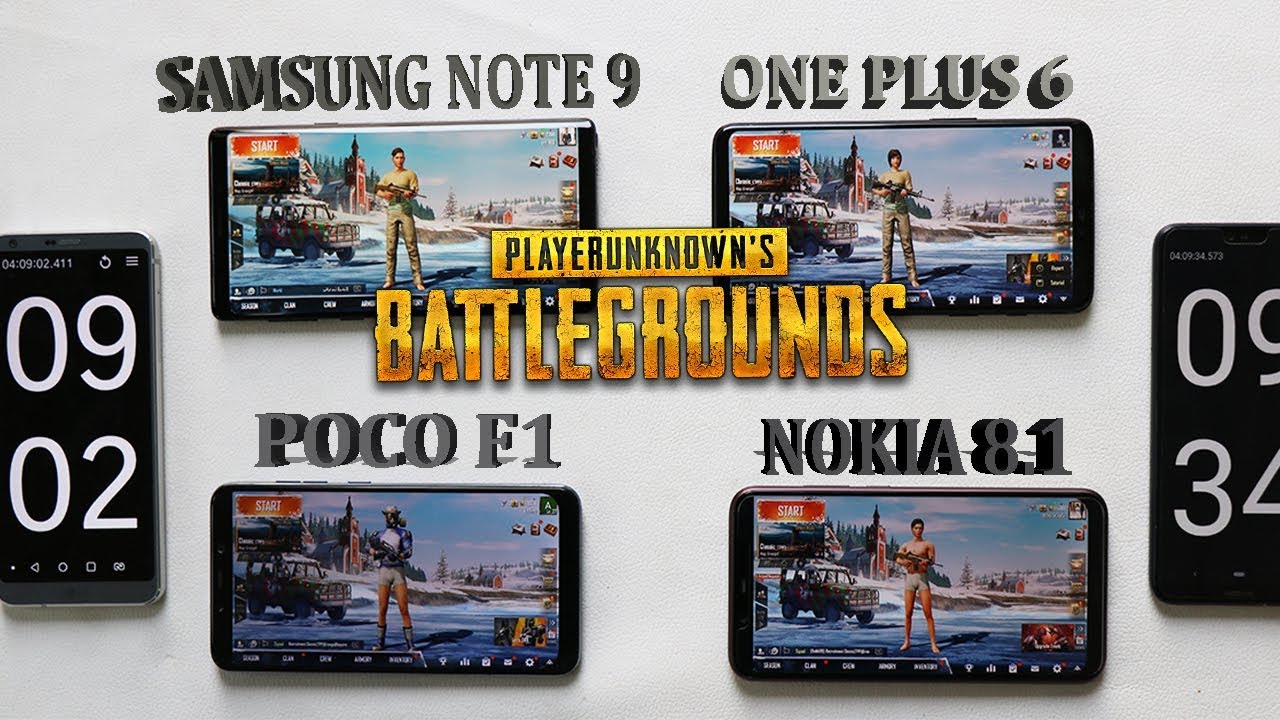 Extreme Level PubG Test with Battery Drain 100% -0%#Samsung Note 9 #One Plus 6#Poco  F1#Nokia