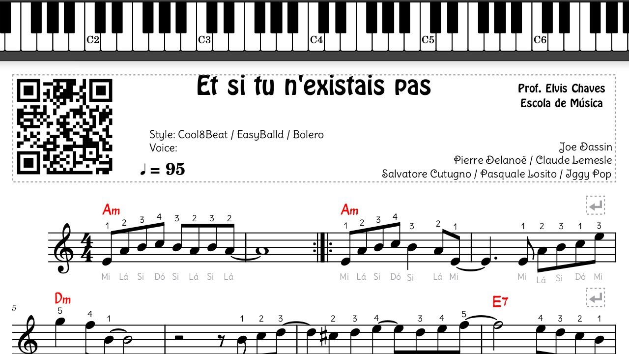 🎼 Et si tu n'existais pas - 6648 - Tutorial Partitura Fácil