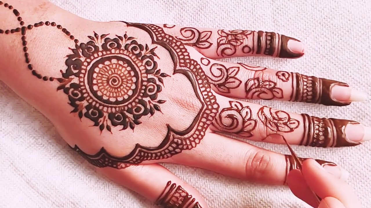 Simple back Hand Mehndi design tutorial | stylish back hand Mehndi Design #mehndi #mehndidesign 