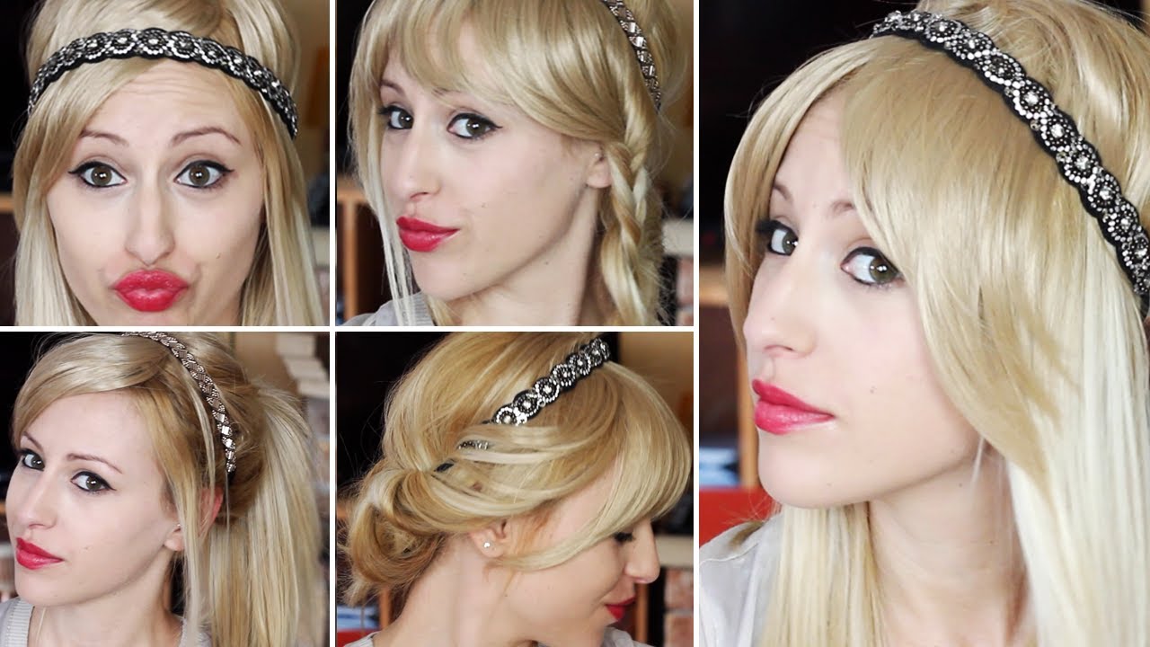 Idées coiffures cheveux lisses avec frange et headband