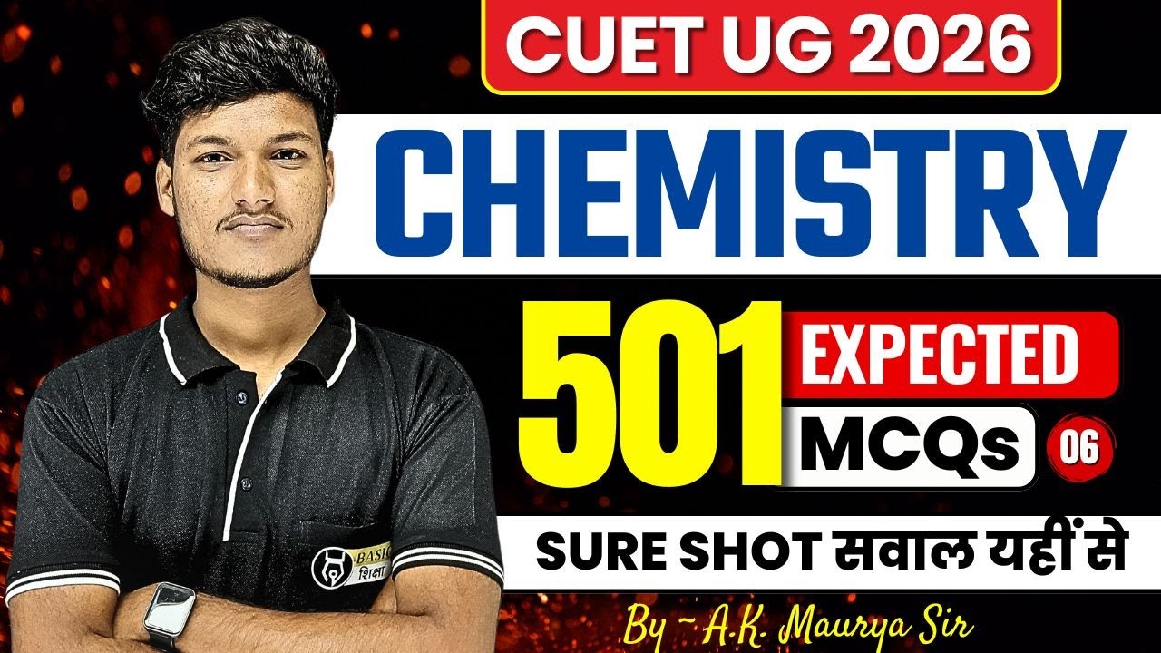 CUET Chemistry Domain 501 Most Expected MCQ - 6 | CUET UG 2026 Chemistry Free Class | Basic Siksha