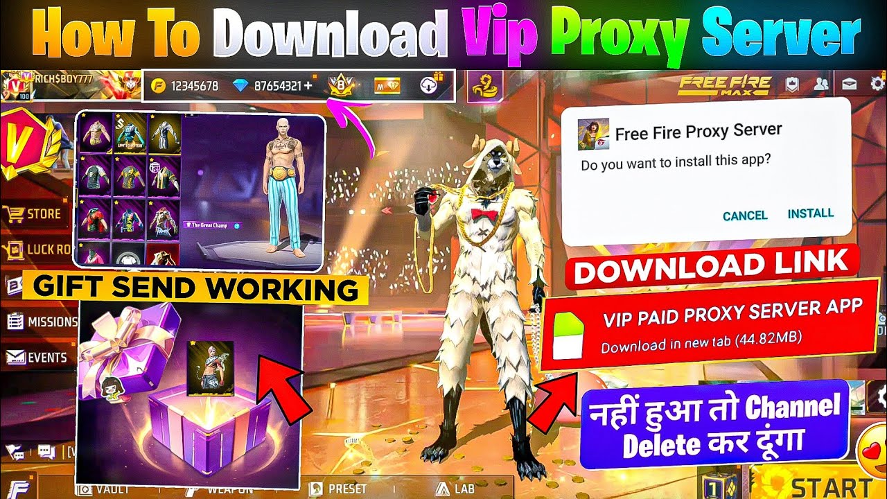 HOW TO DOWNLOAD PROXY SERVER IN FREE FIRE, HOW TO USE PROXY SERVER IN FREE FIRE, VIP PROXY SERVER