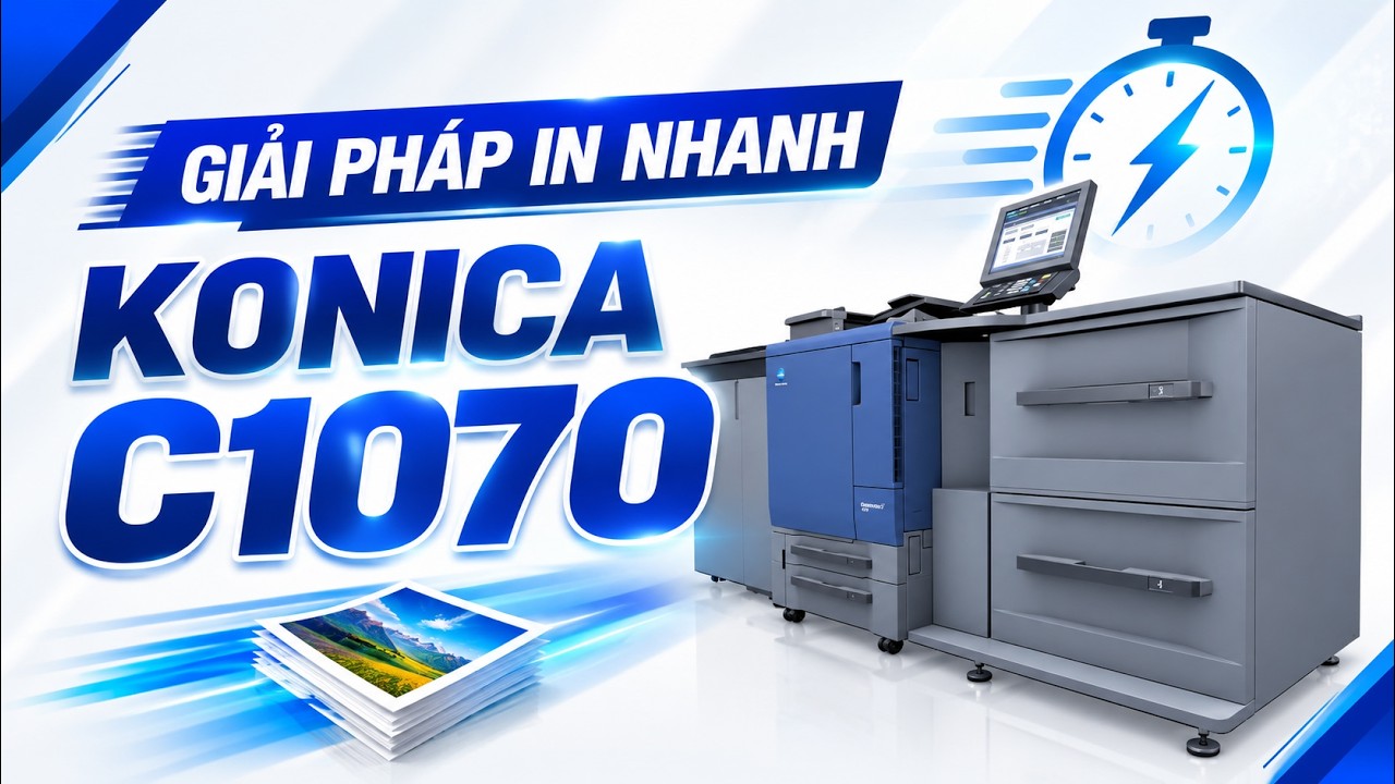 M&aacute;y in nhanh c&ocirc;ng nghiệp Konica C1070 in Decal tem nh&atilde;n, Catalogue, Name Card, Thiệp cưới, s&aacute;ch vở