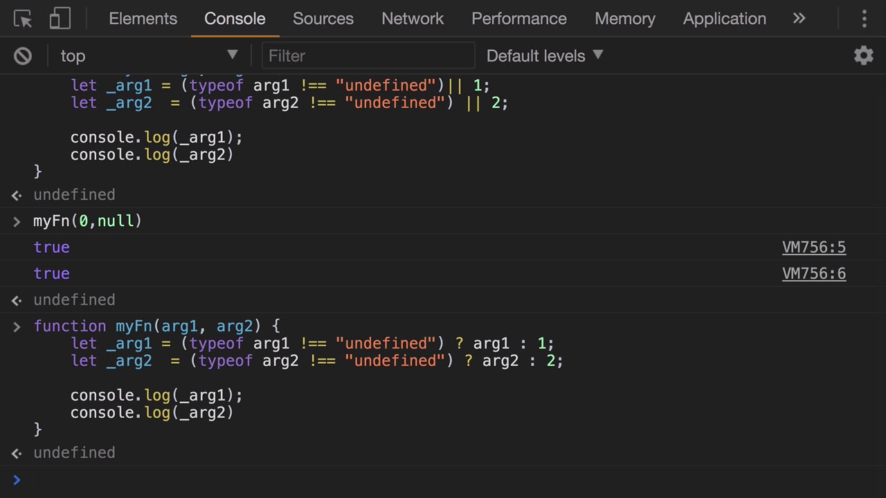 Javascript - Adding default parameters to functions