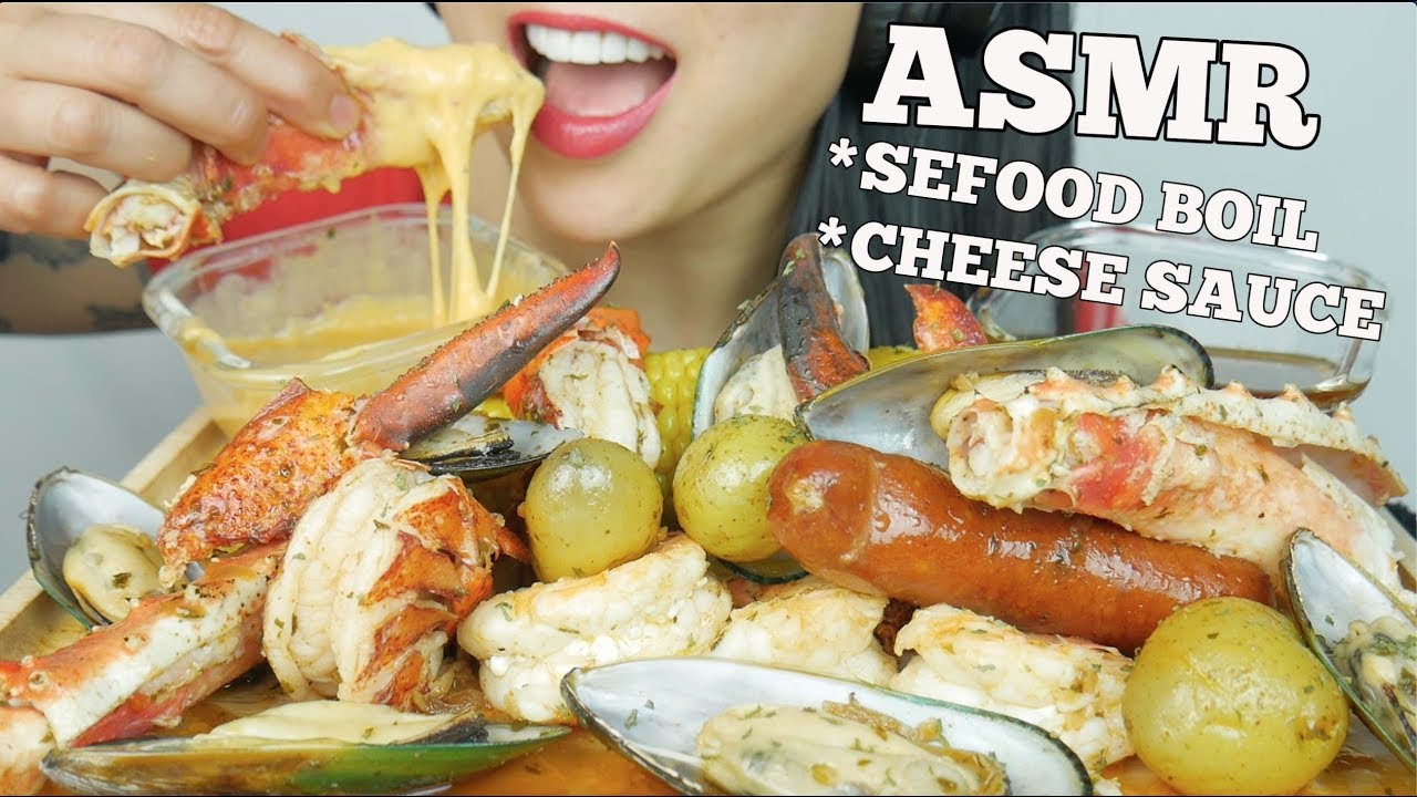 ASMR SEAFOOD BOIL *CHEESY + SEAFOOD SAUCE (SATISFYING EATING SOUNDS) NO TALKING | SAS-ASMR