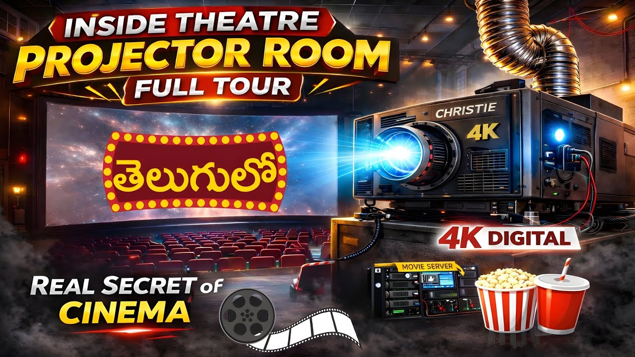 Theatre Projector Room Full Tour 🔥 Cinema Screen Venaka Em Jarugutundi? | Behind The Screen Magic 🔥