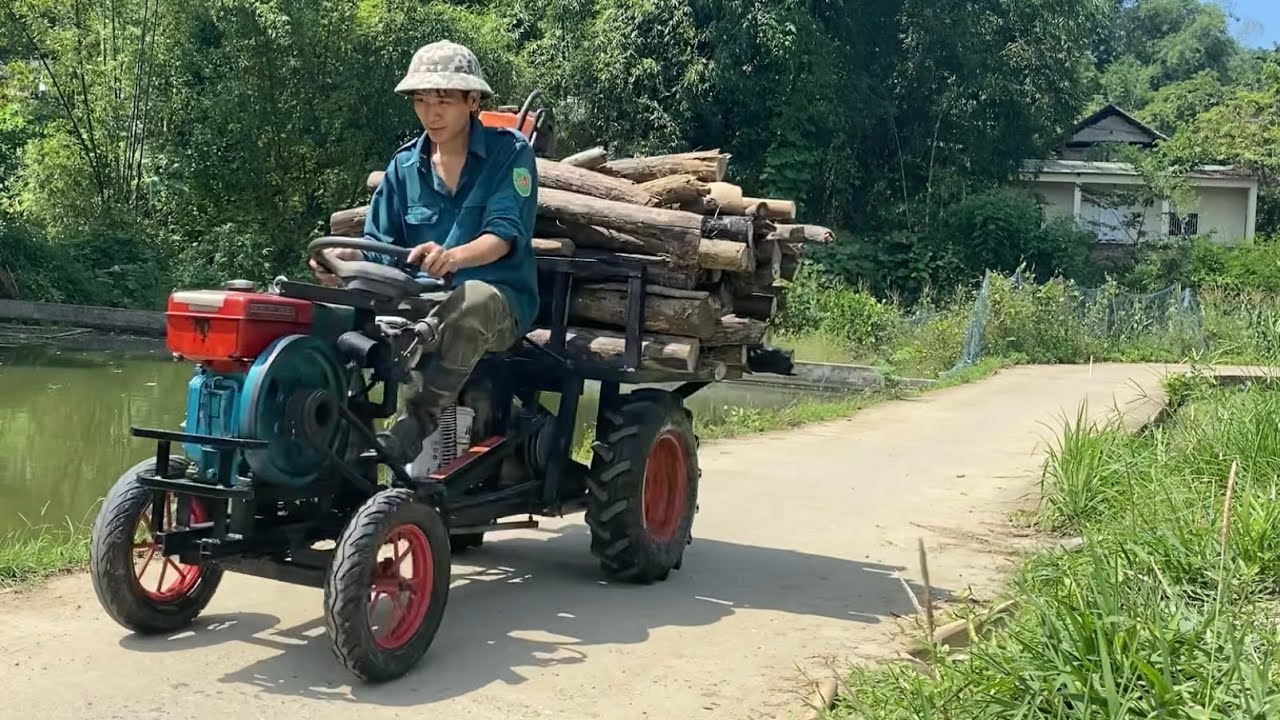 Test xe chở hàng. Chế từ hộp số máy cày 61. Máy 6HP. Chở tý thôi đường dốc lắm 😂