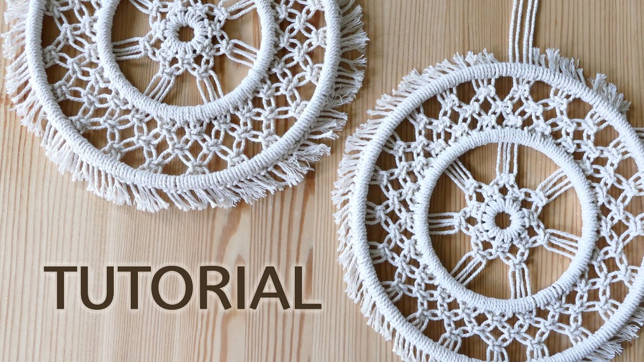DIY MACRAME CIRCLE WITH SQUARE KNOTS | DREAMCATCHER | EASY ROOM DECOR