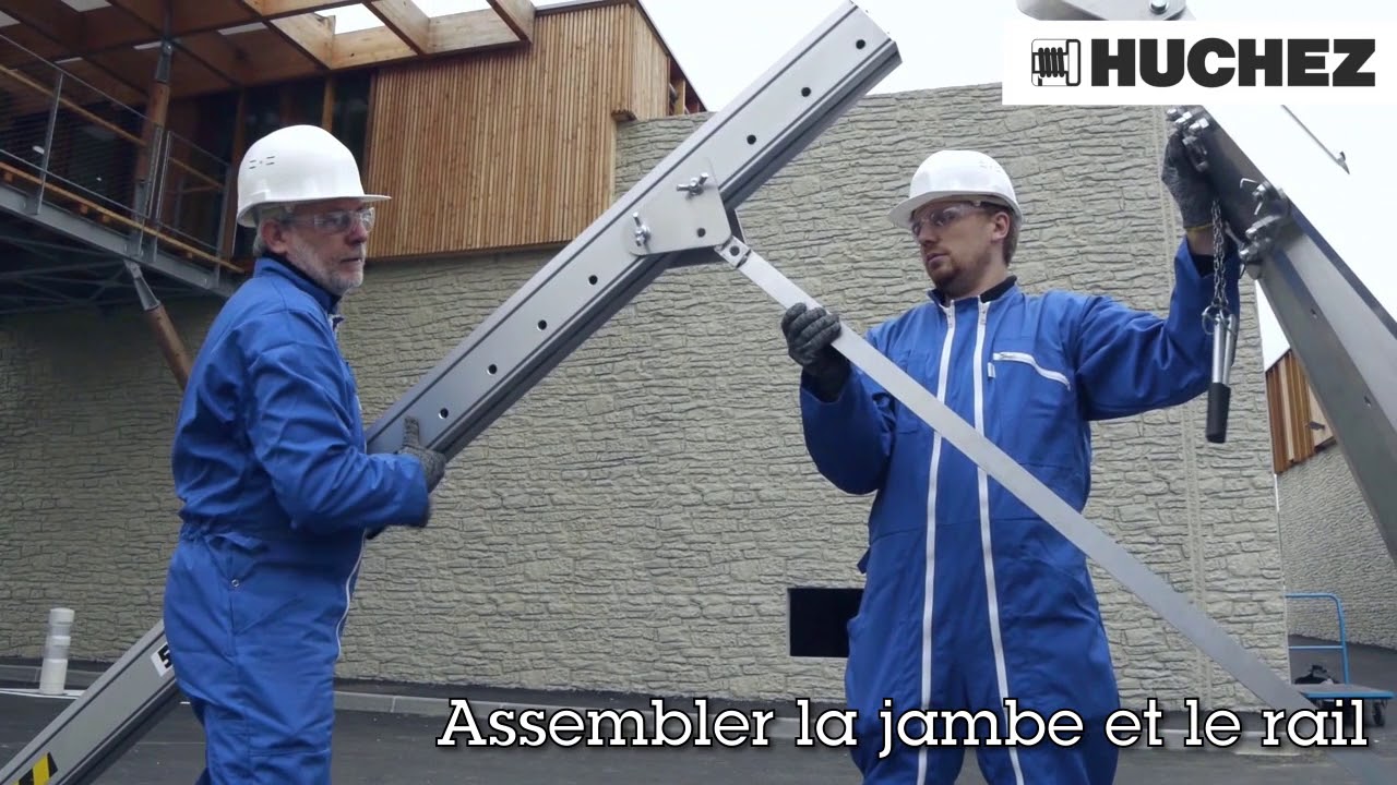 HUCHEZ Treuils SAS - Montage du portique d'atelier en aluminium d&eacute;pla&ccedil;able en charge (type 918)