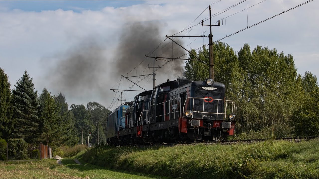 Zdefektowane 186 943 i SM42-2055 oraz przyjazd pomocniczej SM42-2324.Gorlice Zagórzany 