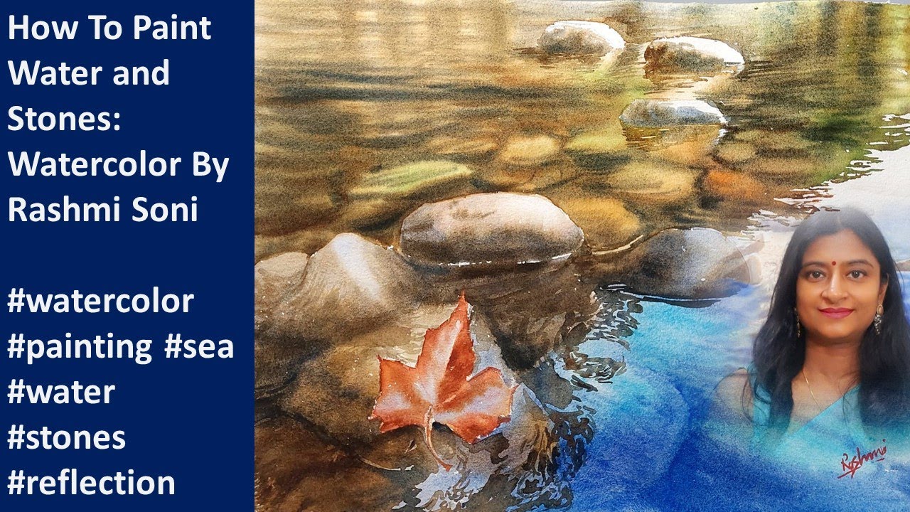 How To Paint  Water and Stones With Watercolors #reflection  #watercolor #painting #water #landscape