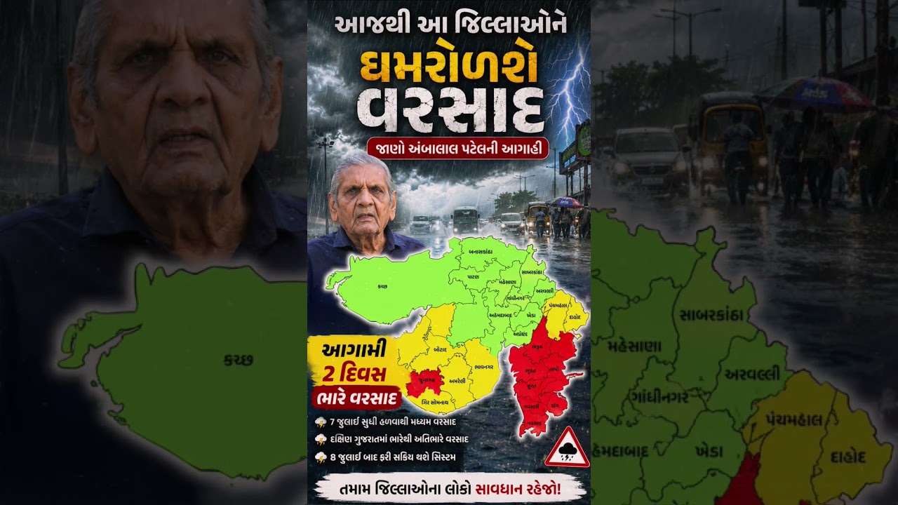 આજથી આ જિલ્લાઓમાં ધમાકેદાર વરસાદ! 🌧️ અંબાલાલ પટેલની આગાહી | Heavy Rain Alert Gujarat 2026 #shorts