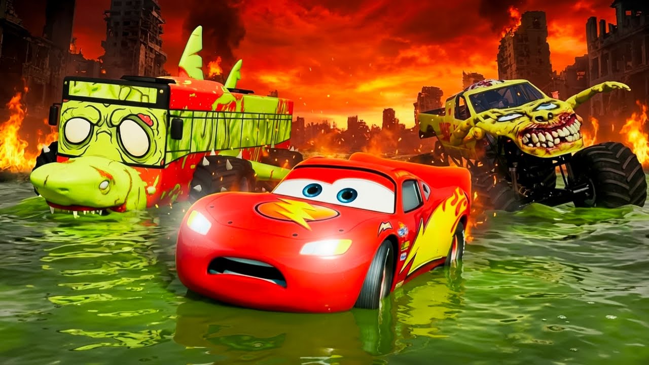 3D Trend McQUEEN Genz:FLOODS TOXIC RIVERS from Zombie! Giant Monster Chase - BeamNG Horror Story #B8