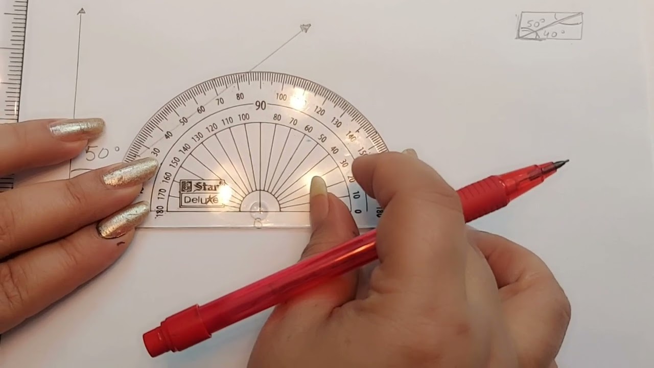 Constructing rectangle when diagonal divides opp. angles into 50° & 40°-NCERT grade 6 