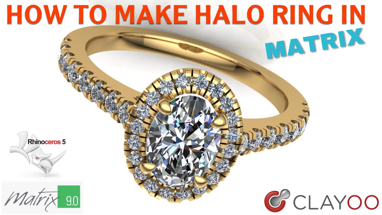 How To Make Halo Ring - Matrix & Rhinoceros. #caddesign #halorings #diamondring #matrix #gems #work