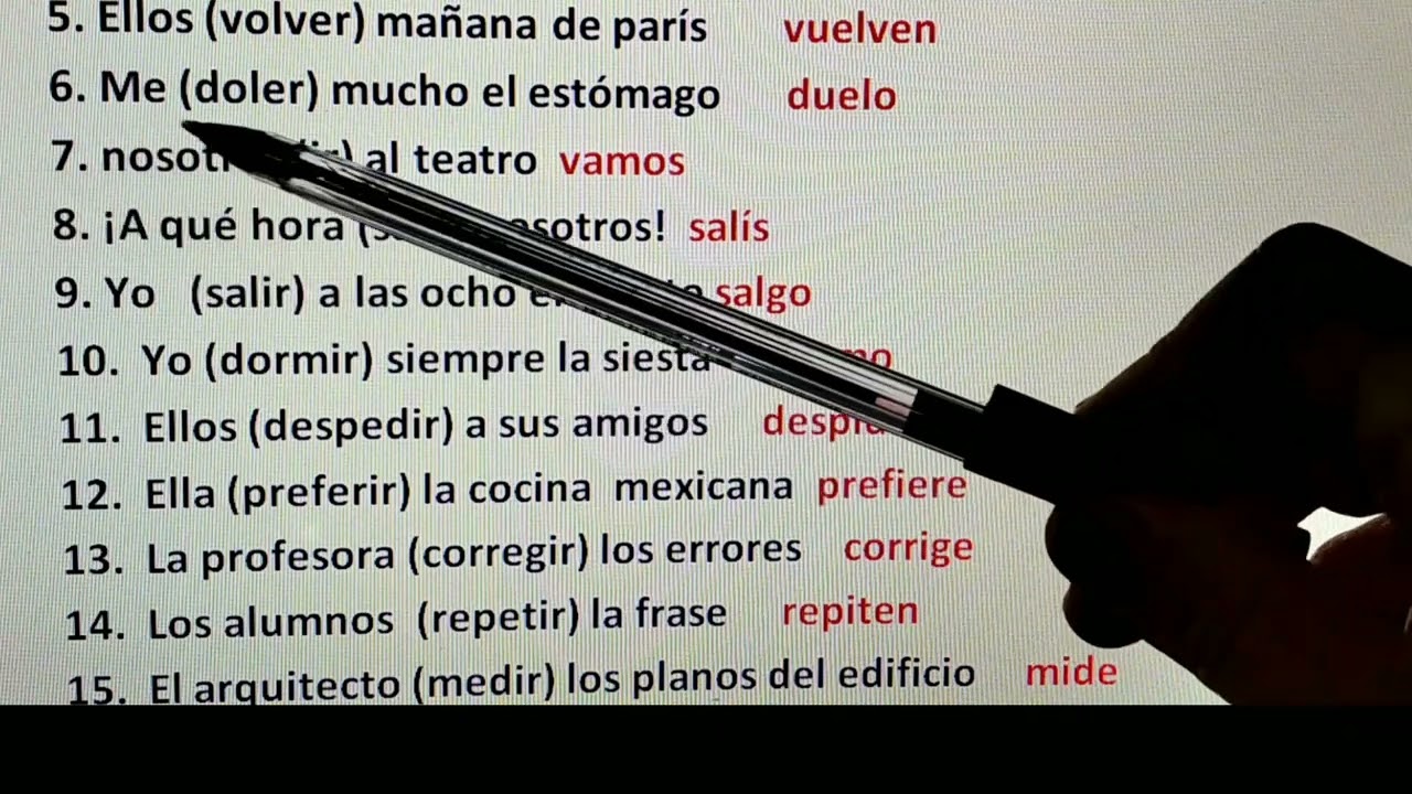 Diptongo en el presente de indicativo🇪🇦  y ejercicios con soluciones