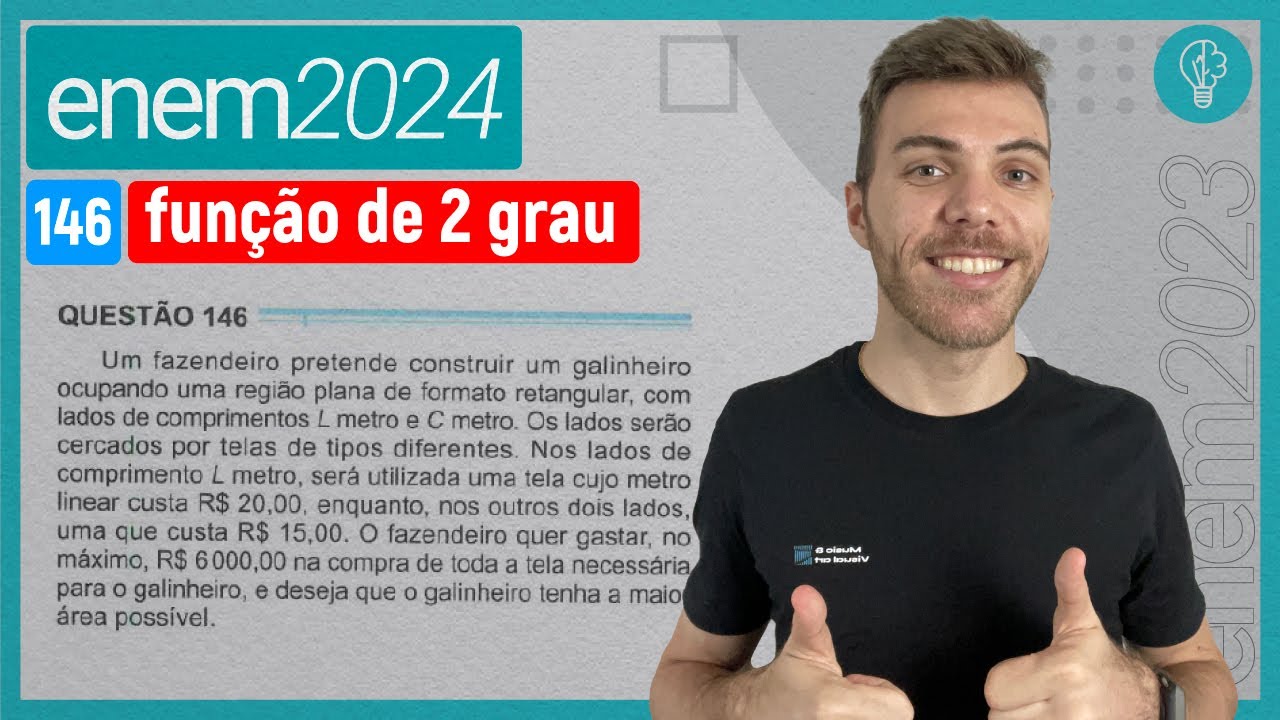 Um fazendeiro pretende construir um galinheiro ocupando uma região plana de - FUNÇÃO DE 2º GRAU