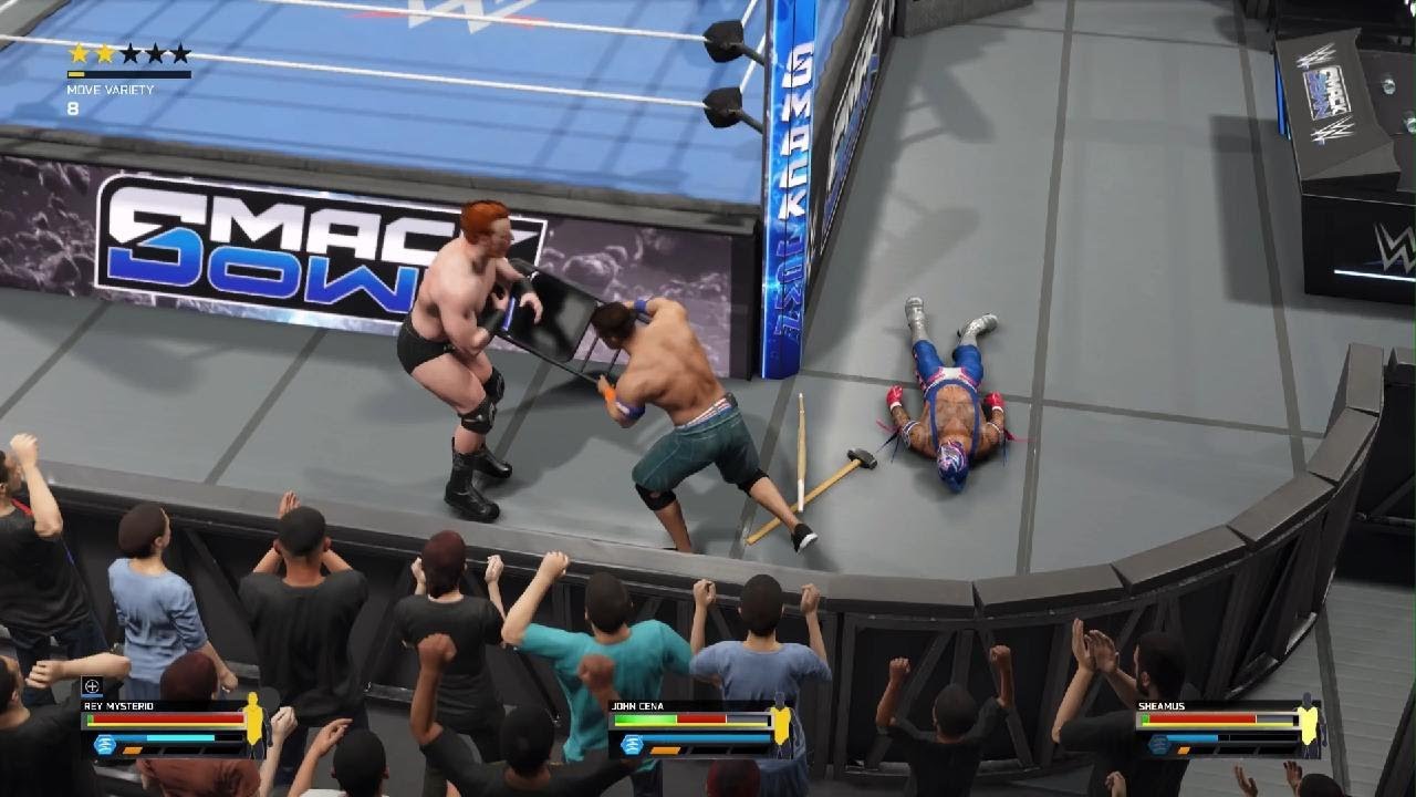 WWE 2K25 - John Cena vs Rey Mysterio vs Sheamus | Elimination Extreme Rules Match | PlayStation 5