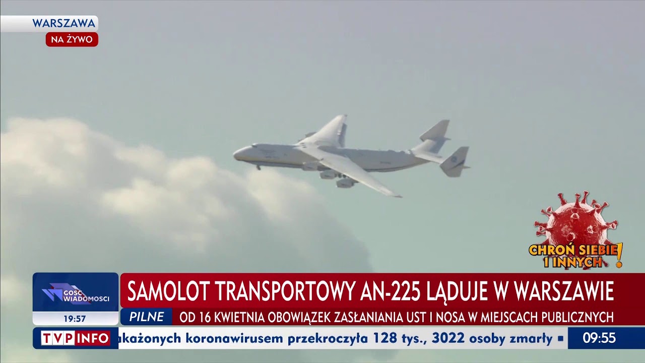 Lądowanie An-225 na Okęciu w Warszawie