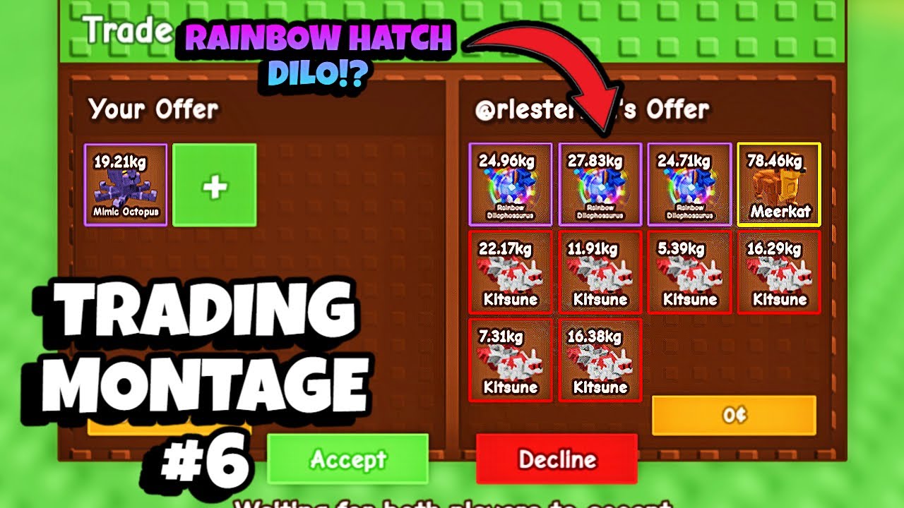 Trading Montage #6 RAINBOW HATCH DILOS & KITSUNE IN GROW A GARDEN ROBLOX