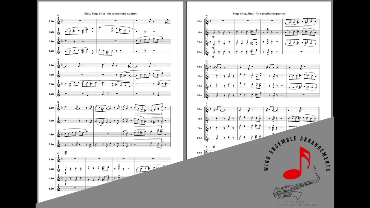 Sing, Sing, Sing - [Saxophone Quartet] - Sheet Music