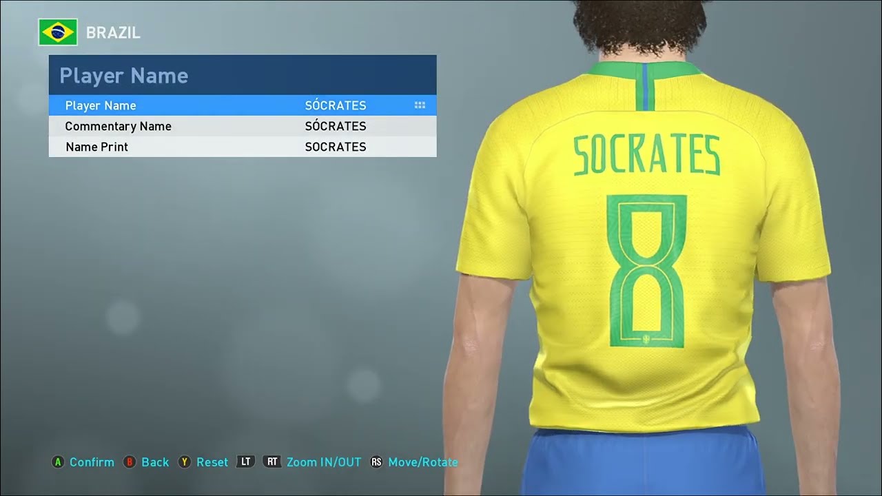 Socrates face+stats (Brazil Classics) How to create in PES 2019