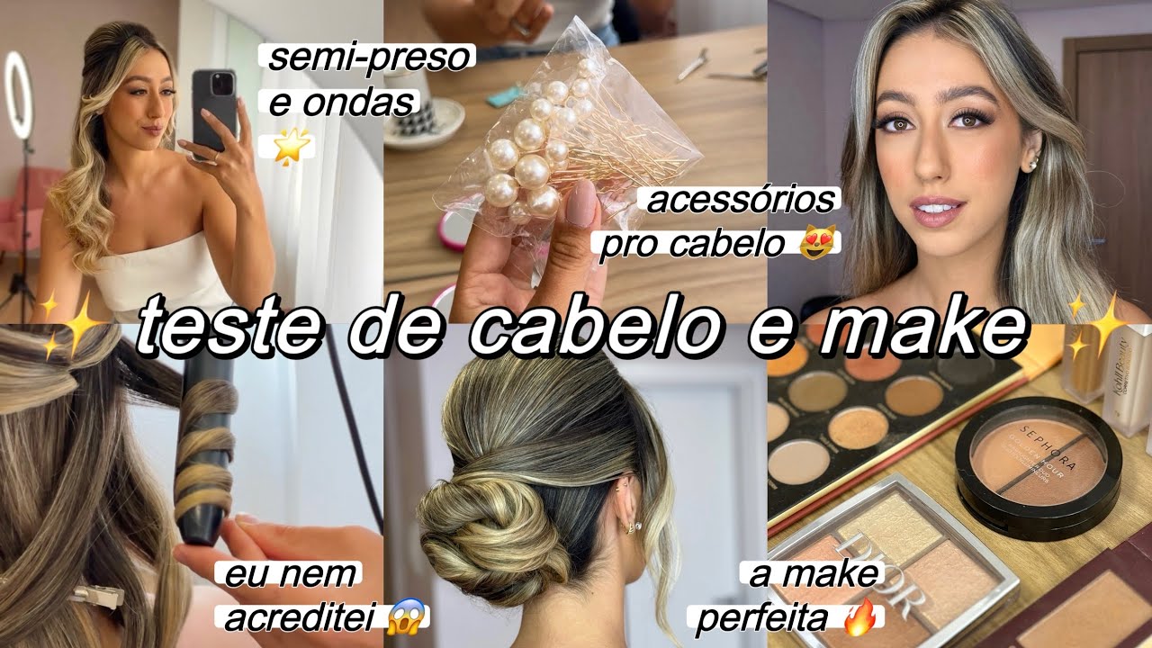 TESTE de MAKE e CABELO de NOIVA: mostrei TUDO e me SURPREENDI 😱🔥 Cacá Anjos