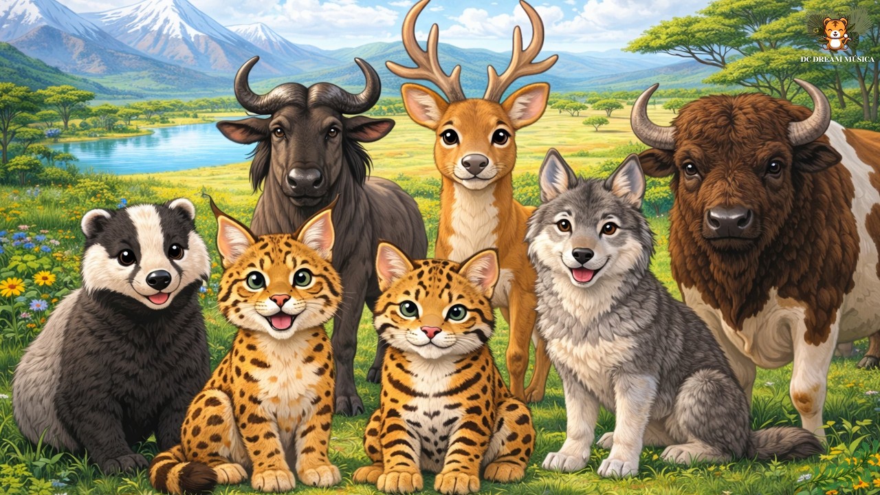 Cute Animals Compilation: Badger, Lynx, Wildebeest, Ocelot, Deer, Wolf, Bison, Cow - Animal Video