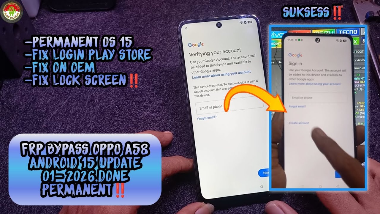 FRP BYPASS OPPO A58 ANDROID 15 UPDATE 01- 2026,DONE PERMANENT‼️