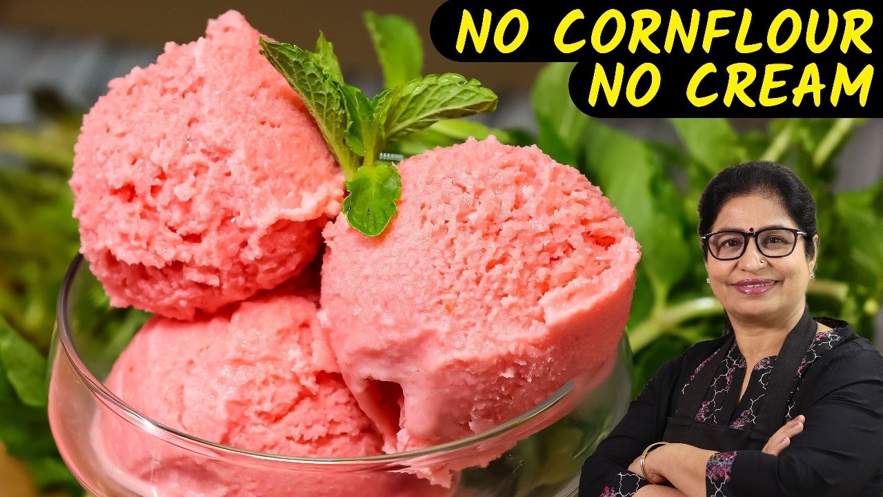 न क्रीम, न मावा, तरबूज से बनाये नेचुरल आइसक्रीम| Watermelon Icecream | 3 Ingredient ice-cream recipe