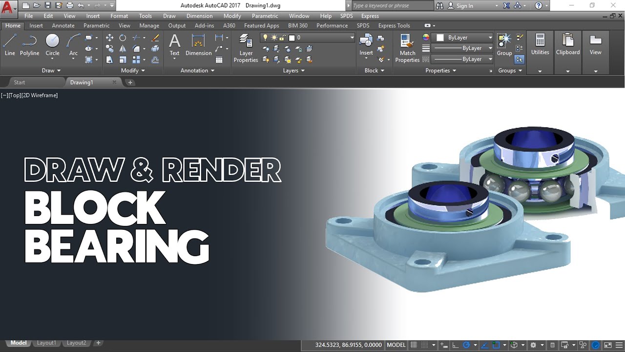 Cara Menggambar dan Render Block Bearing 3D Menggunakan Aplikasi AutoCAD